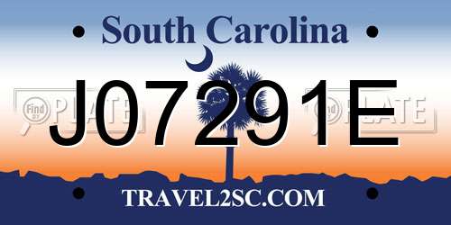 J07291E South Carolina License Plate