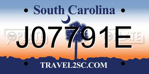 J07791E South Carolina License Plate