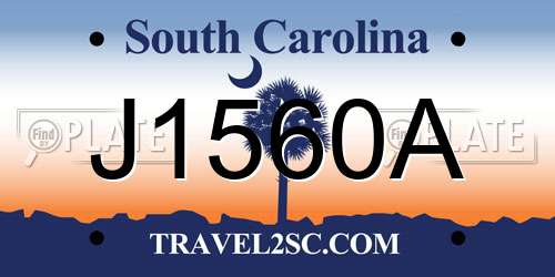 J1560A South Carolina License Plate