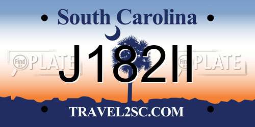 J182II South Carolina License Plate