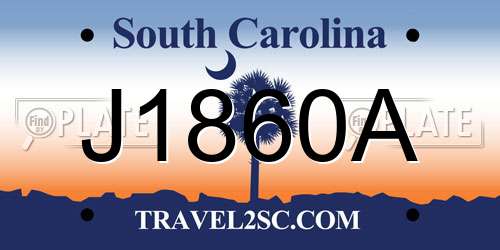J1860A South Carolina License Plate