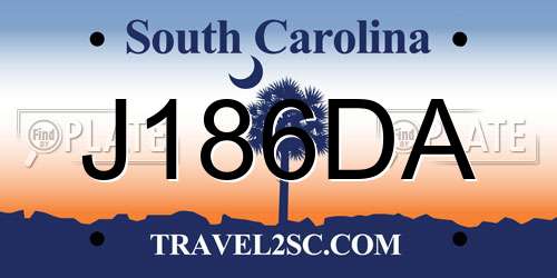 J186DA South Carolina License Plate