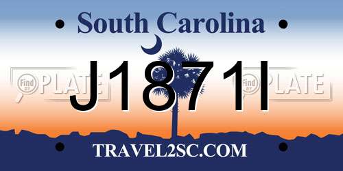 J1871I South Carolina License Plate