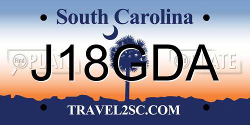 J18GDA South Carolina License Plate
