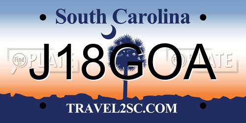 J18GOA South Carolina License Plate