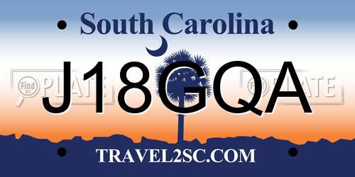 J18GQA South Carolina License Plate