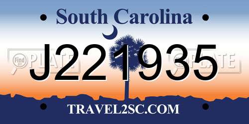 J221935 South Carolina License Plate
