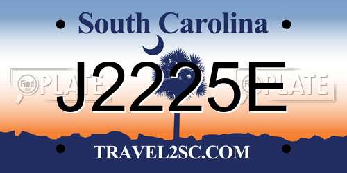 J2225E South Carolina License Plate