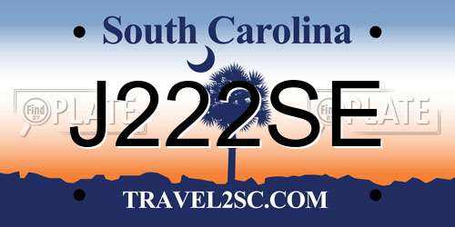 J222SE South Carolina License Plate