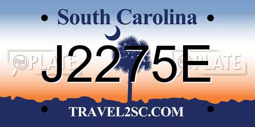 J2275E South Carolina License Plate