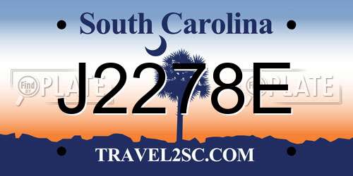 J2278E South Carolina License Plate