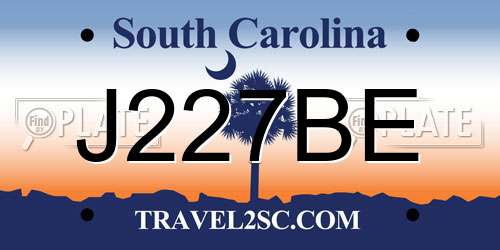 J227BE South Carolina License Plate