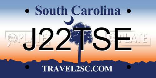 J22TSE South Carolina License Plate