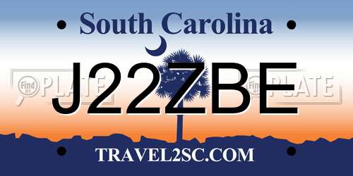 J22ZBE South Carolina License Plate