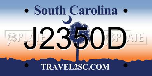 J2350D South Carolina License Plate