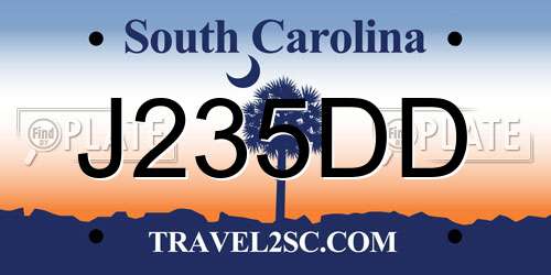 J235DD South Carolina License Plate