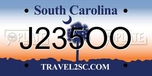 J235OO South Carolina License Plate