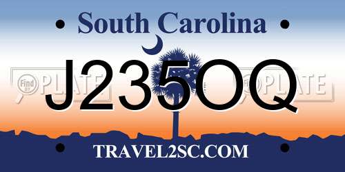 J235OQ South Carolina License Plate