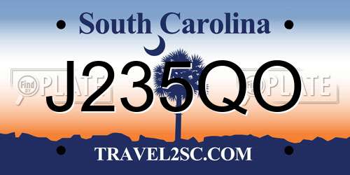 J235QO South Carolina License Plate