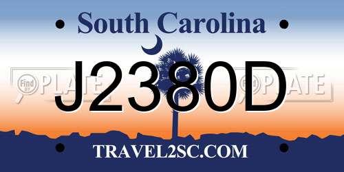 J2380D South Carolina License Plate