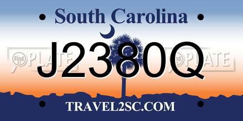 J2380Q South Carolina License Plate