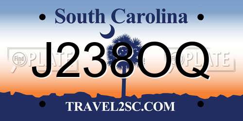 J238OQ South Carolina License Plate