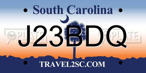 J23BDQ South Carolina License Plate