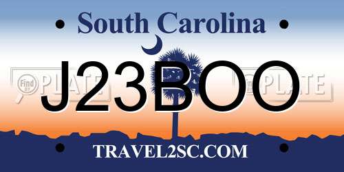 J23BOO South Carolina License Plate