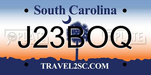 J23BOQ South Carolina License Plate