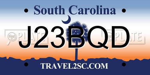 J23BQD South Carolina License Plate