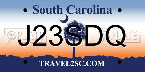 J23SDQ South Carolina License Plate