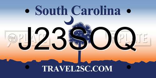 J23SOQ South Carolina License Plate