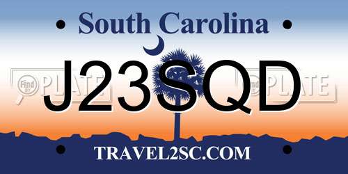 J23SQD South Carolina License Plate