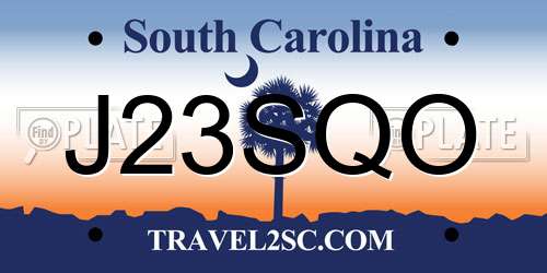 J23SQO South Carolina License Plate