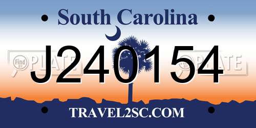 J240154 South Carolina License Plate