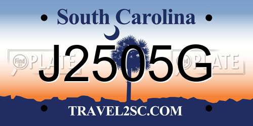 J2505G South Carolina License Plate