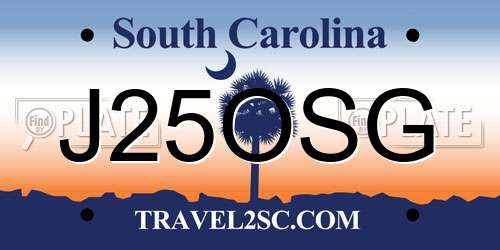 J25OSG South Carolina License Plate