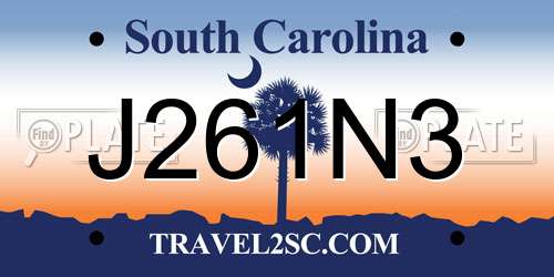 J261N3 South Carolina License Plate