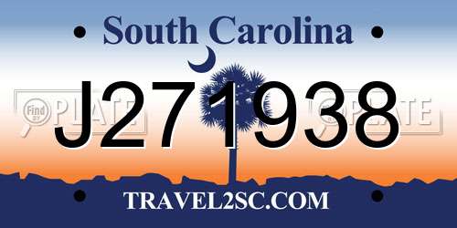 J271938 South Carolina License Plate