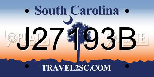 J27193B South Carolina License Plate