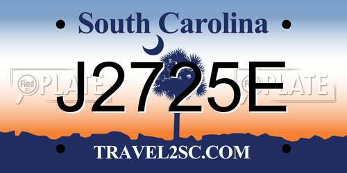 J2725E South Carolina License Plate