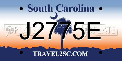 J2775E South Carolina License Plate
