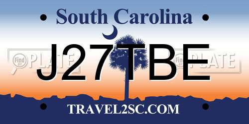 J27TBE South Carolina License Plate
