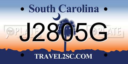 J2805G South Carolina License Plate