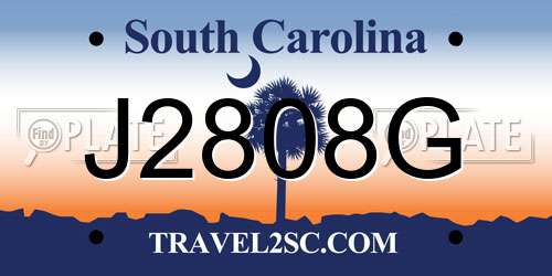 J2808G South Carolina License Plate