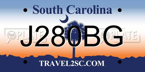 J280BG South Carolina License Plate