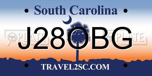 J28OBG South Carolina License Plate