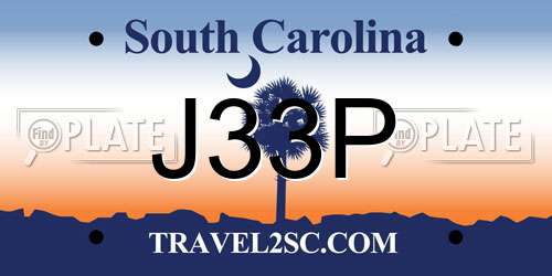 J33P South Carolina License Plate