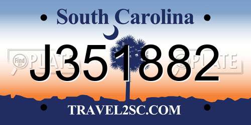 J351882 South Carolina License Plate
