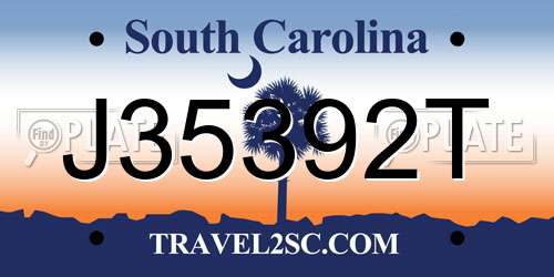 J35392T South Carolina License Plate